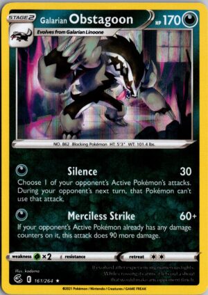 Galarian Obstagoon Holo Rare SWSH08: Fusion Strike 161/264
