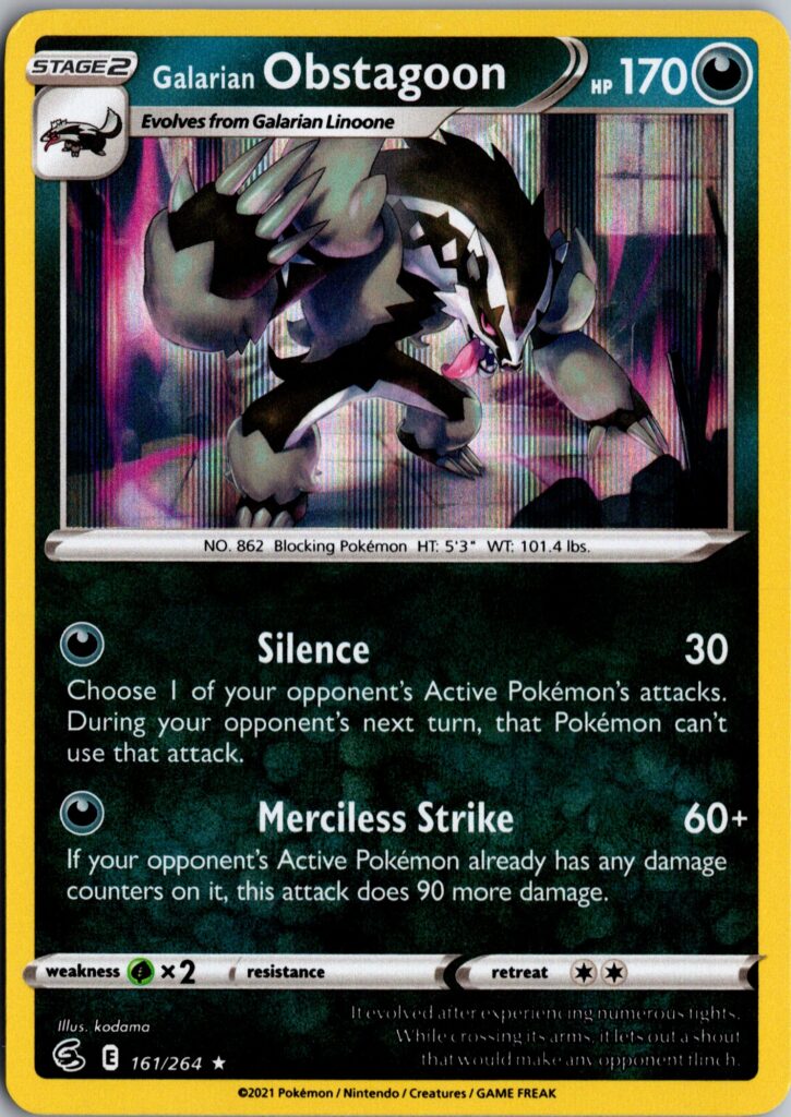 Galarian Obstagoon Holo Rare SWSH08: Fusion Strike 161/264